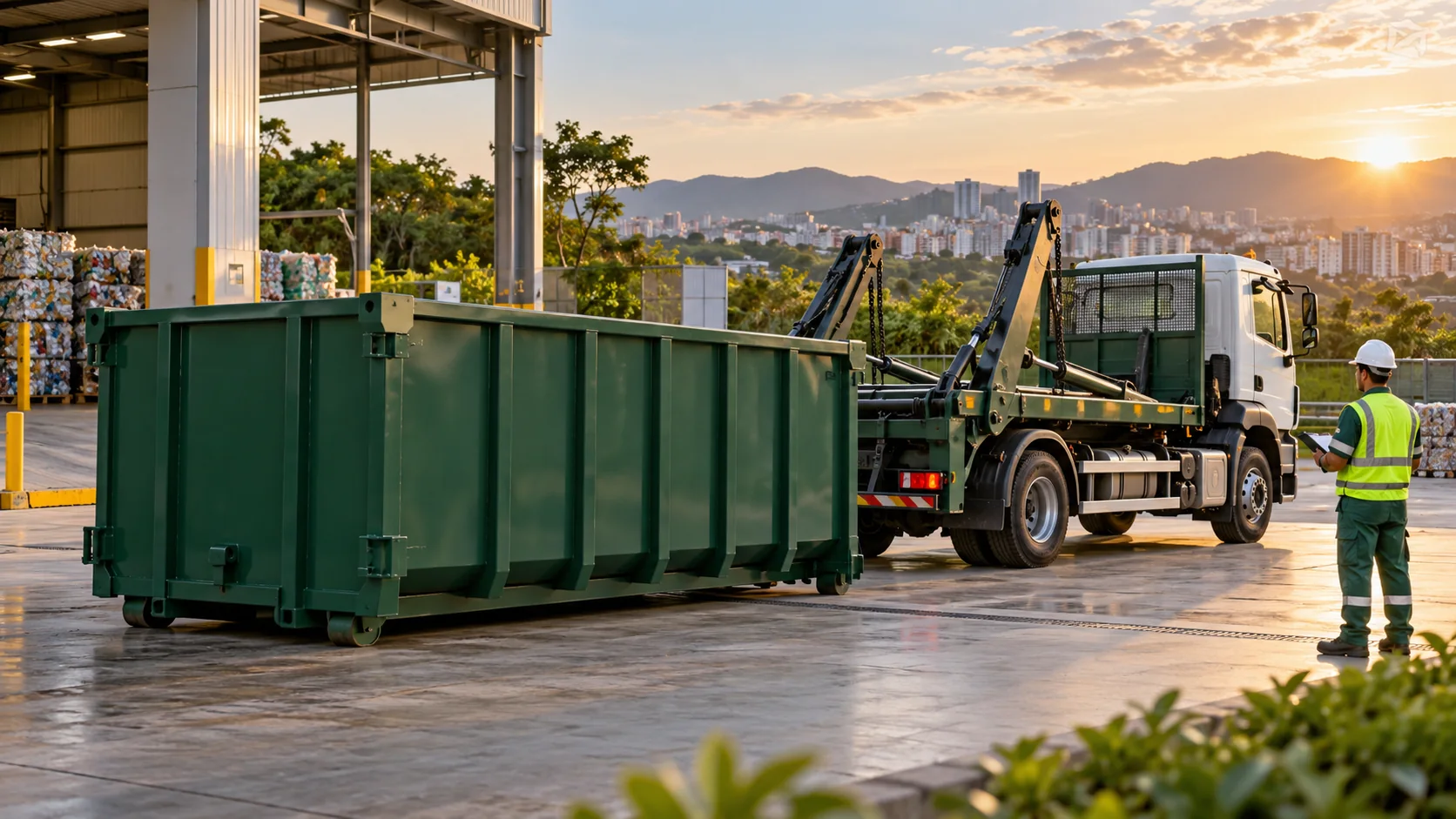 Caminhão com caçamba verde
